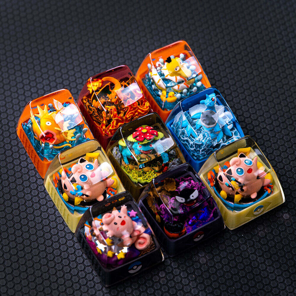 Dropshipping Pokemon Series  Artisan Resin Keycaps ESC SA Profile MX for Mechanical Gaming Keyboard Pikachu